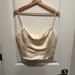 Zara Cream Satin Crop Top
